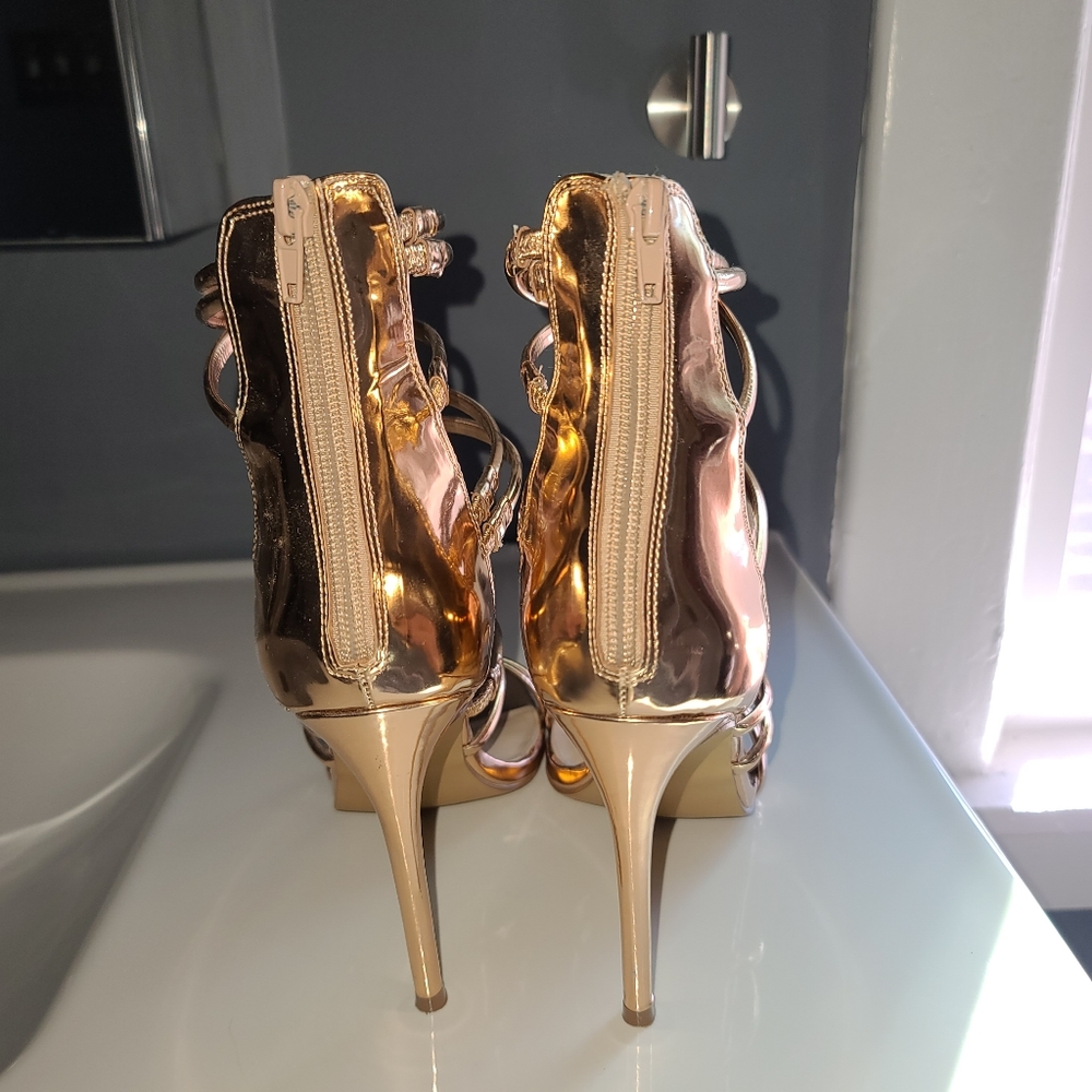 Steve Madden Gold Strappy Heels - Picture 3 of 5